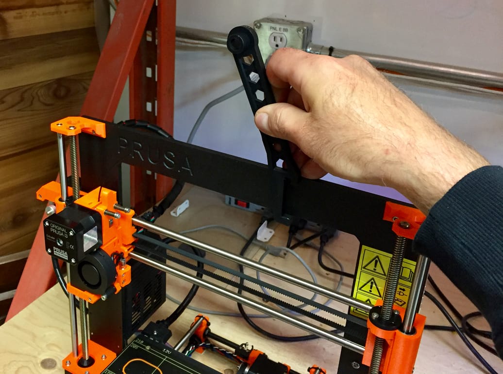  Attaching the spool holder arms to the Original Pruse i3 desktop 3D printer 
