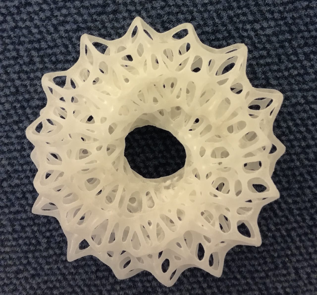  A part 3D printed using the SLS process but in polypropylene 