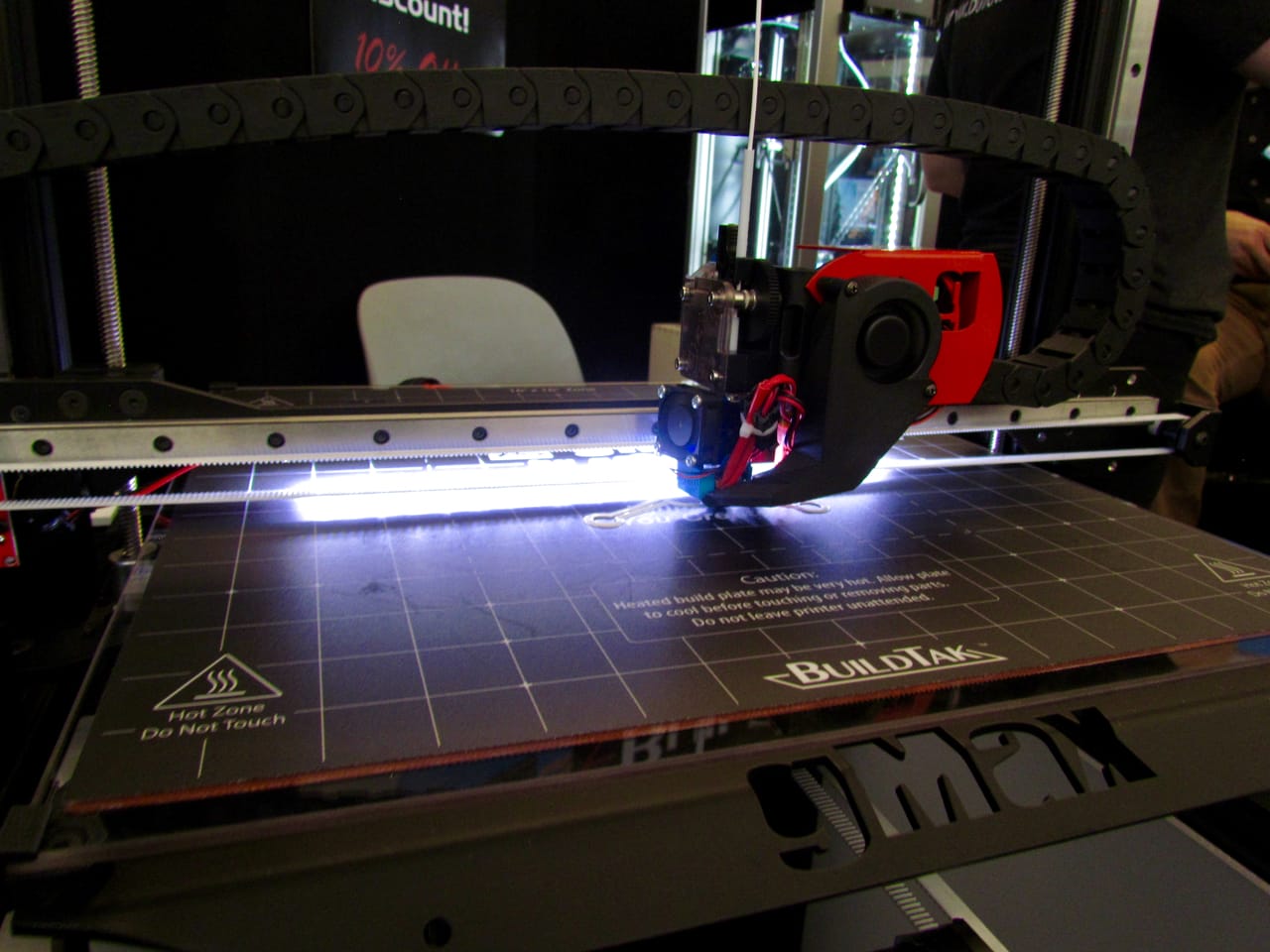  The print bed on the gCreate gMax 2 desktop 3D printer 