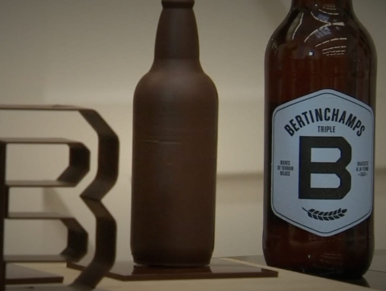  A life-size 3D printed chocolate beer bottle 