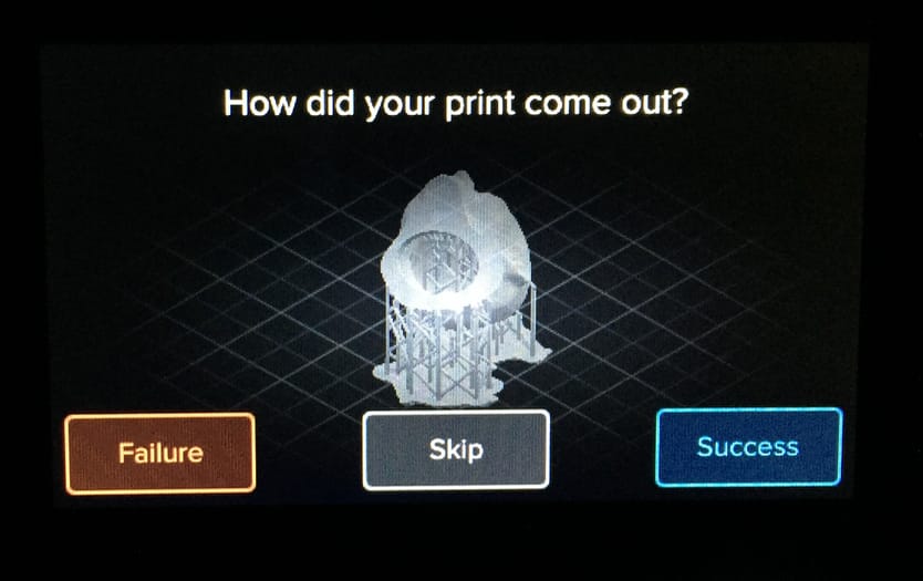 The very simple yet powerful feedback mechanism you see after each print on the Form 2 desktop 3D printer 