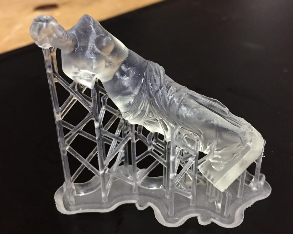  The completed Form 2 prints require manual removal of support structures 