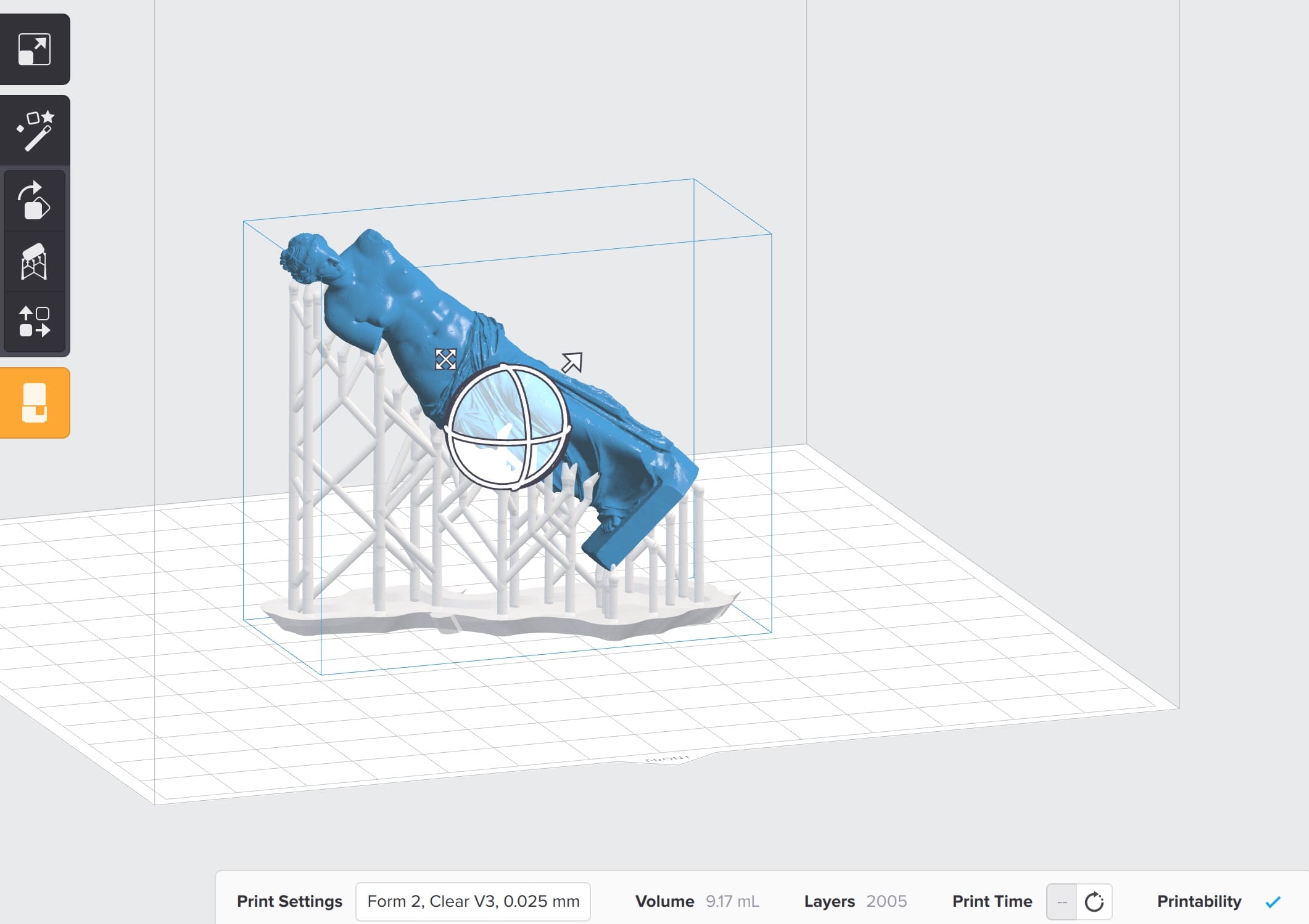  A view of PreForm, the software that drives the Form 2 desktop 3D printer 