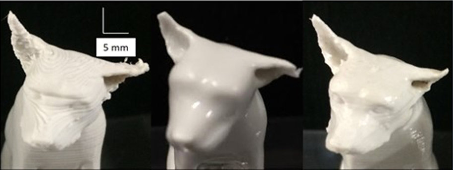  The center image was smoothed by the acetone technique, resulting in detail loss; the right image uses the 3D-CMF technique 