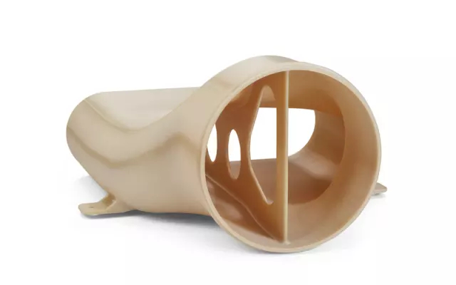  An aircraft duct 3D printed from ULTEM 9085 using FDM. (Image courtesy of Stratasys Direct Manufacturing.) 