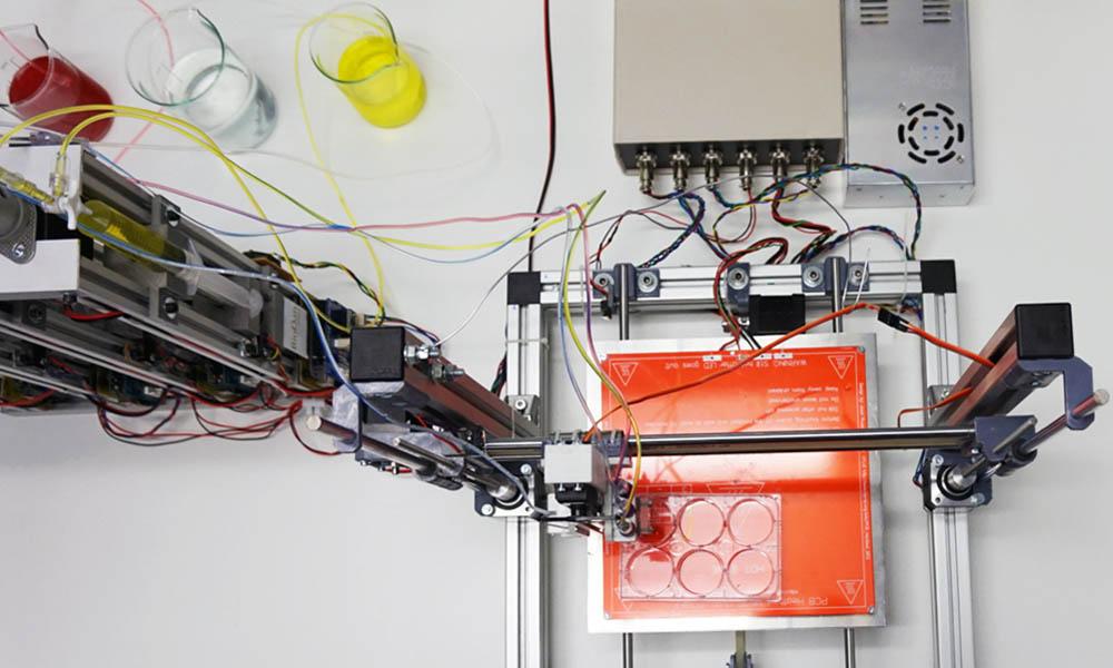  A bioprinter producing human skin tissue 