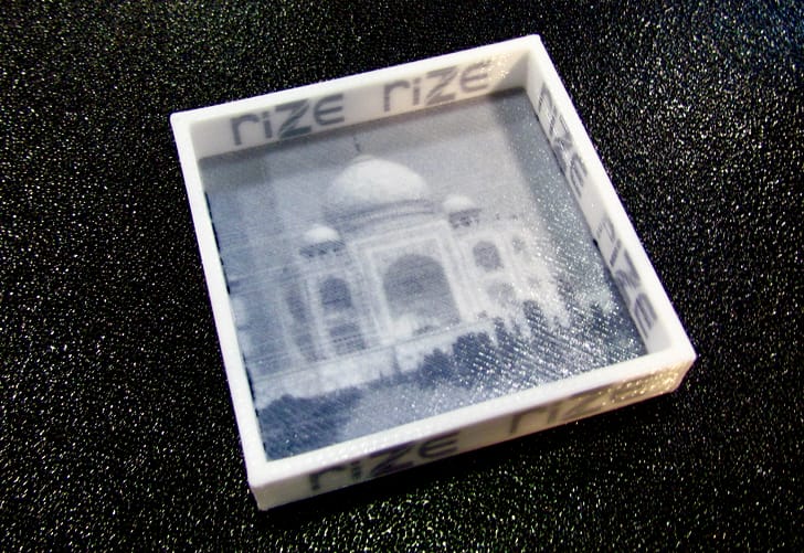  An image embedded in a plastic object 3D printed by the Rize system 