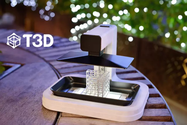  The T3D 3D printer uses visible light to print objects from photopolymer resin. (Image courtesy of Taiwan 3D Tech.) 