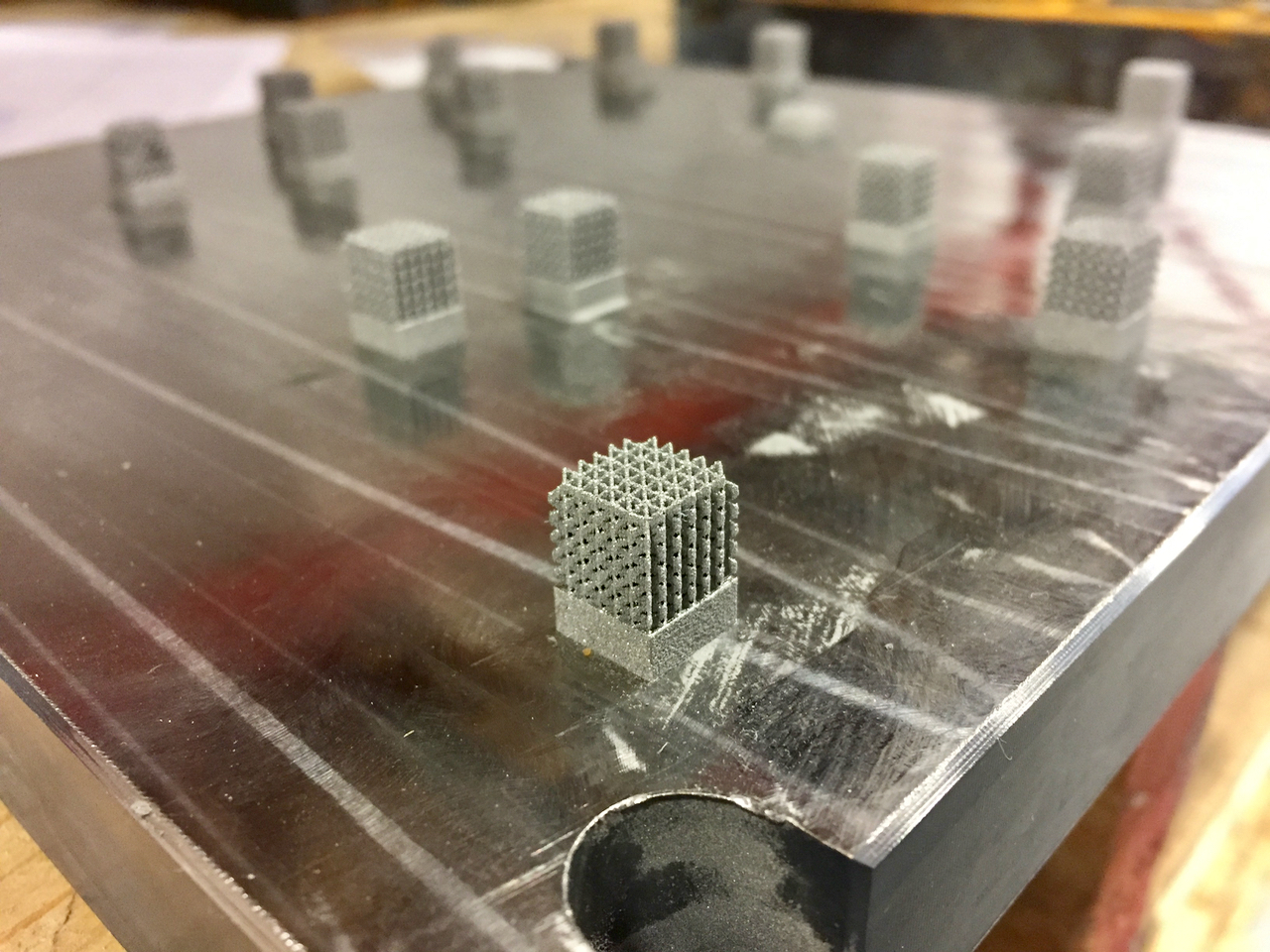  3D print test cubes made by Precision ADM to experiment with different print profiles 