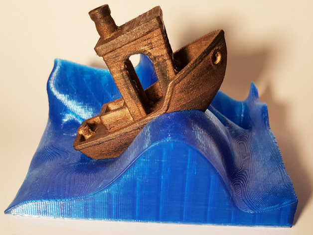  A #3DBenchy print resting on the Wave Stand 