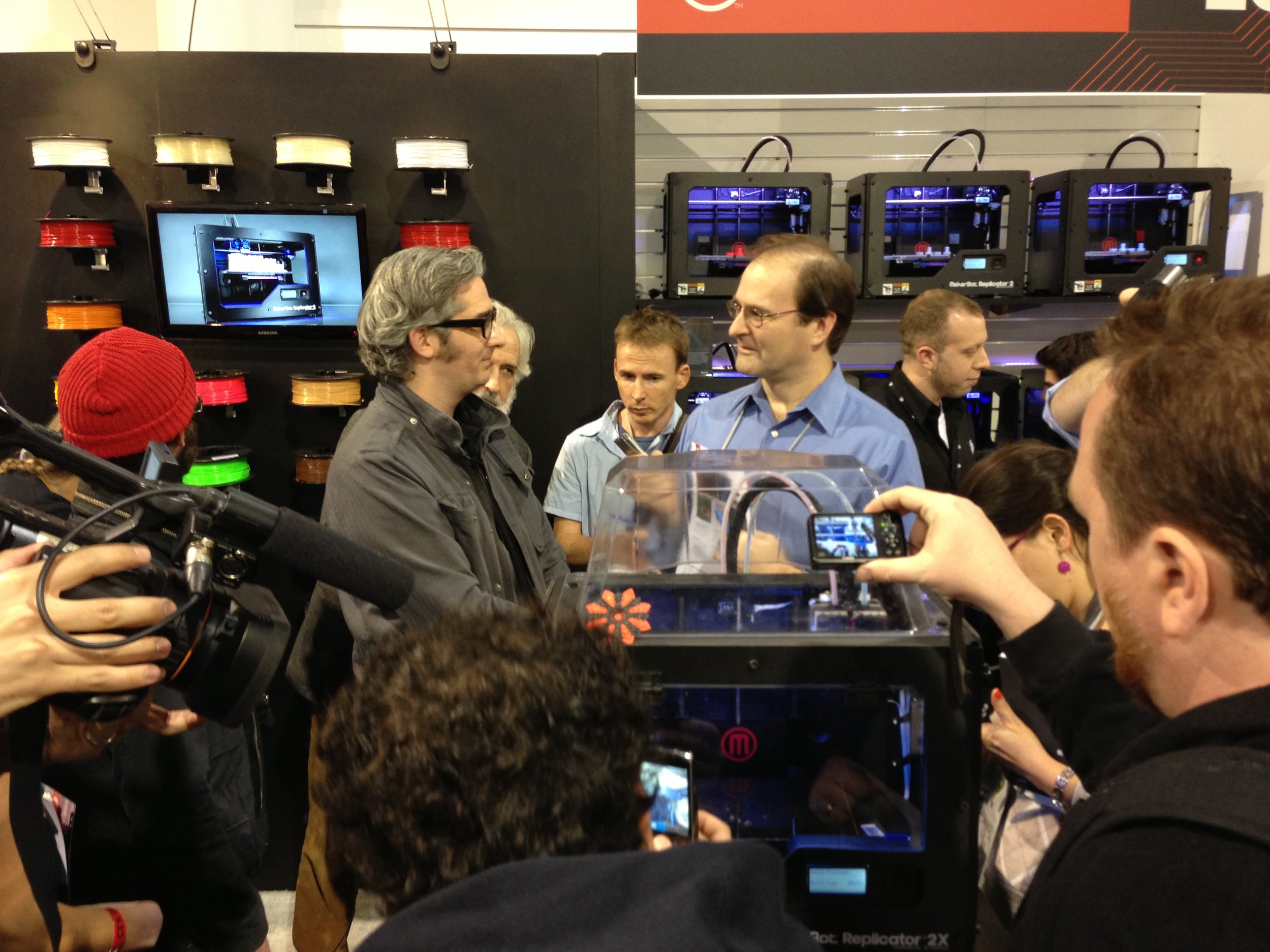  Former MakerBot CEO Bre Pettis announcing the then new Replicator 2X 