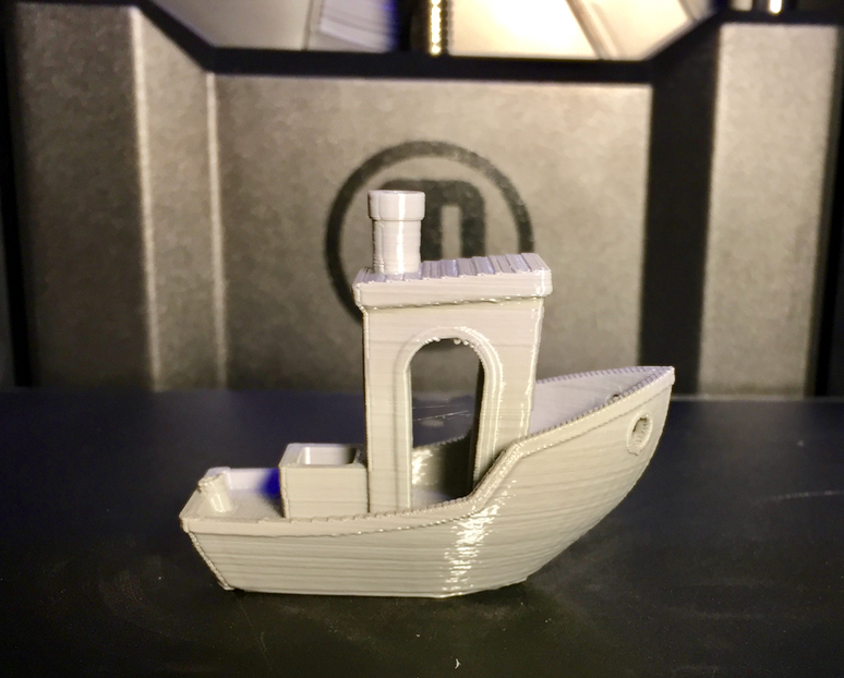  A sample test 3D print on the MakerBot Replicator+ 