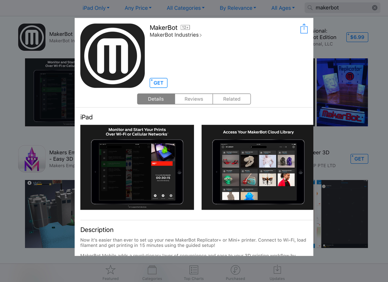  The MakerBot app 