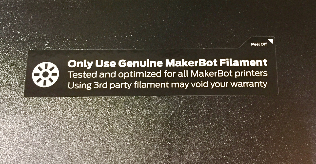  MakerBot's caution regarding filament use 