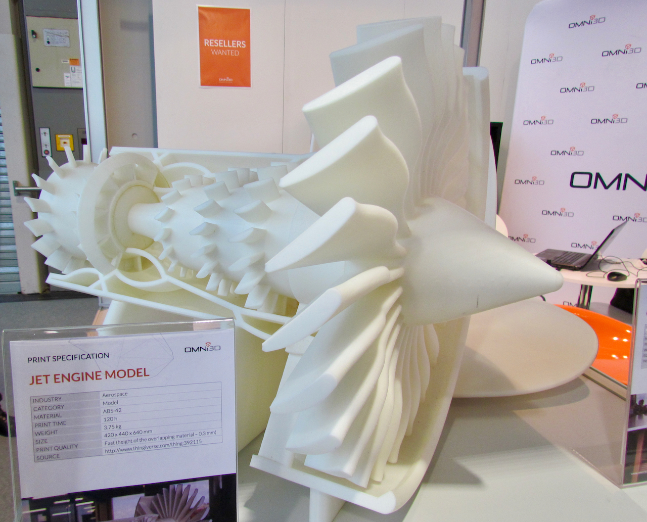  A sample Jet engine 3D model printed on the Omni3D Factory 2.0 