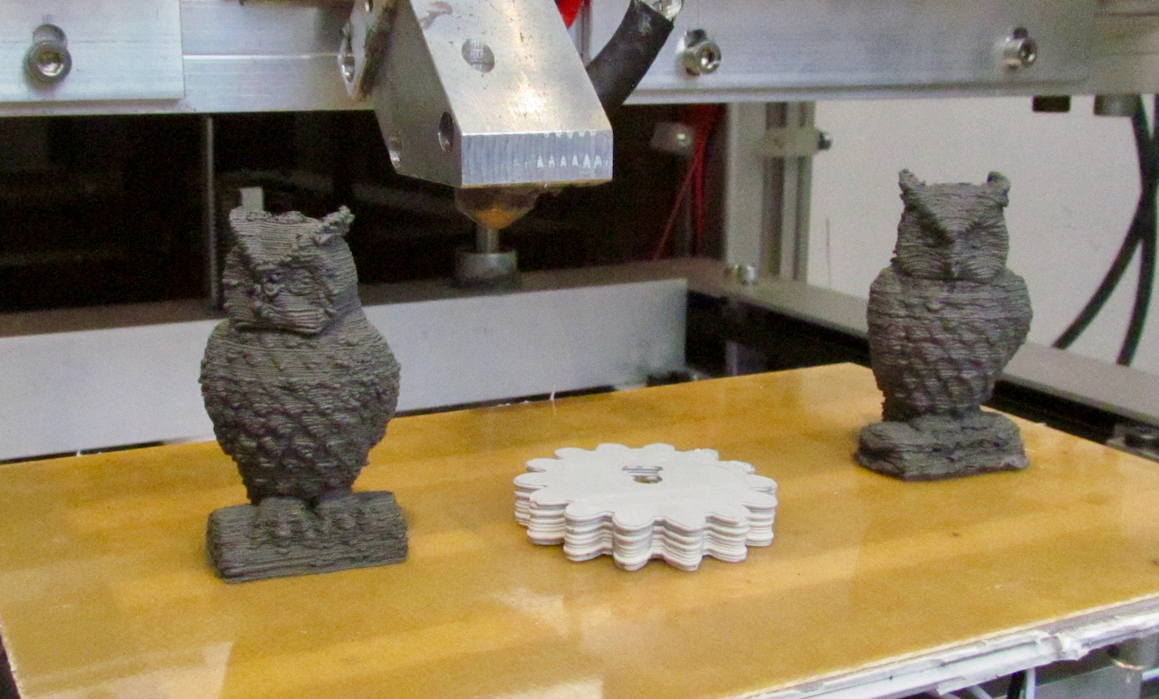  Sample metal and plastic prints from the FFD 150H desktop 3D printer 