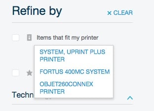  A typical customer profile for use in Stratasys' online store 