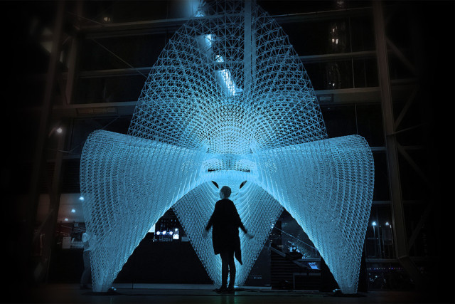  The 5-meter by 5-meter 3D-printed Daedalus Pavilion. (Image courtesy of Ai Build.) 