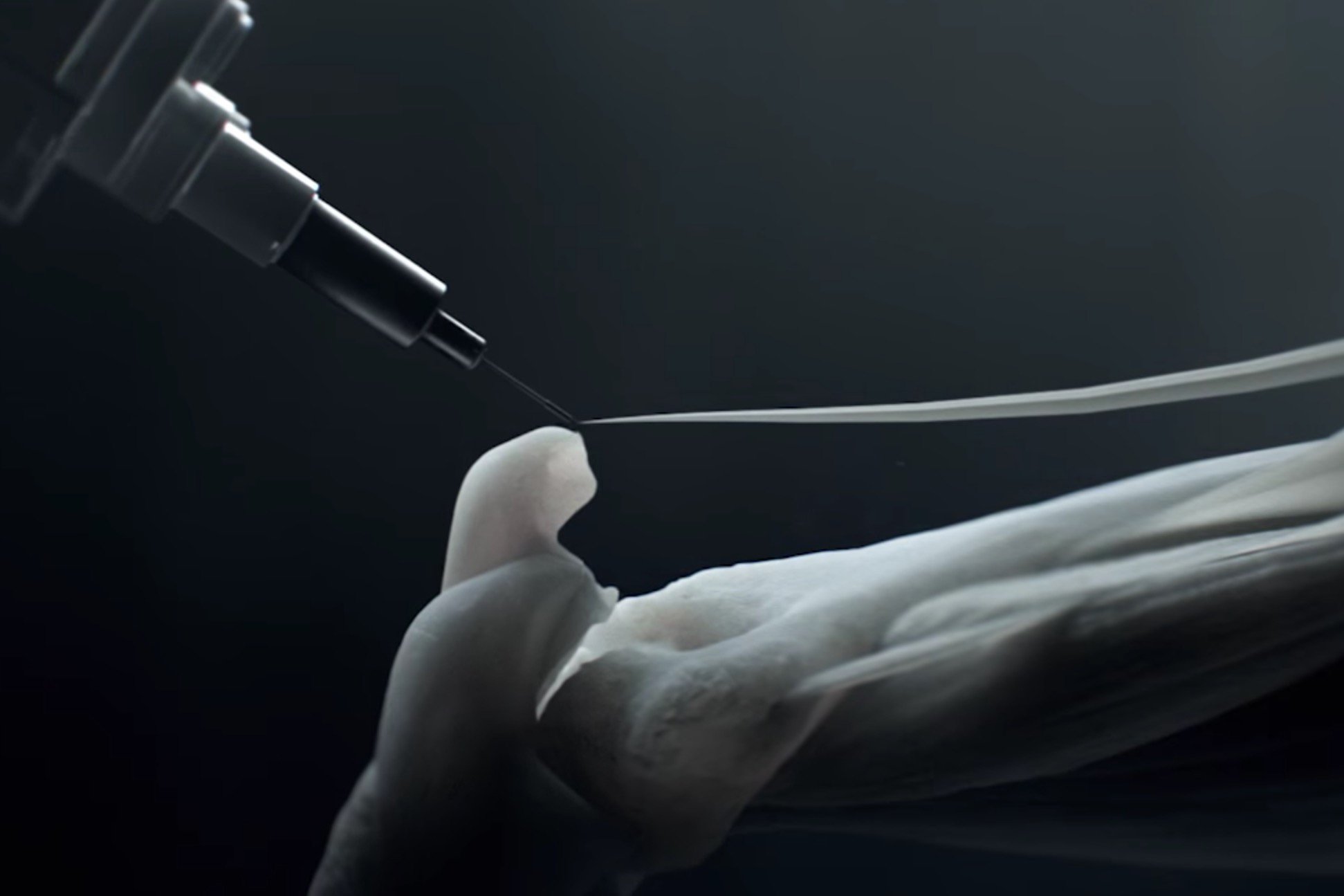  Attaching a 3D printed muscle to a bone segment on HBO's Westworld 