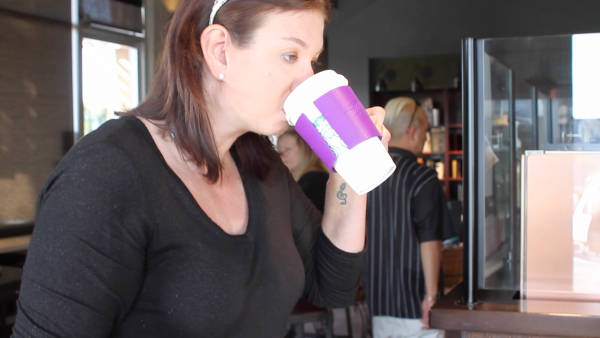  Brandy holding a cup thanks to a 3D printed part 