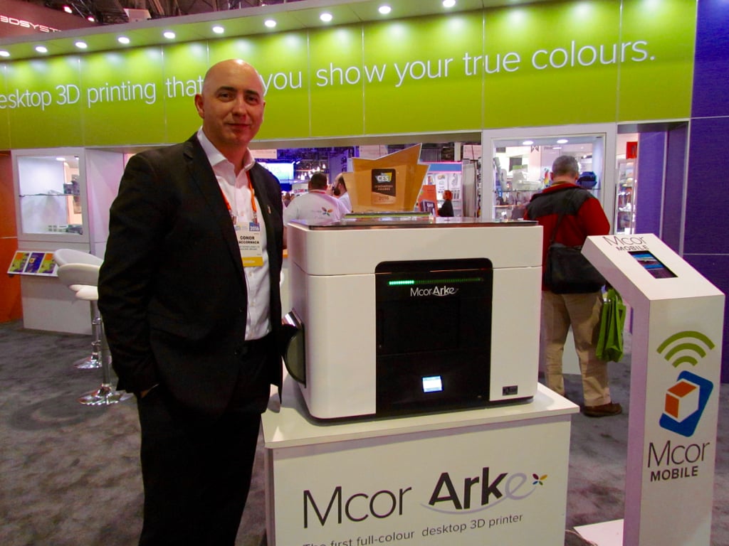  MCOR CEO Conor MacCormack unveiling the Arke, a full-color 3D printer 