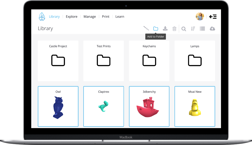  A screenshot of the Formide cloud system for managing 3D printers 