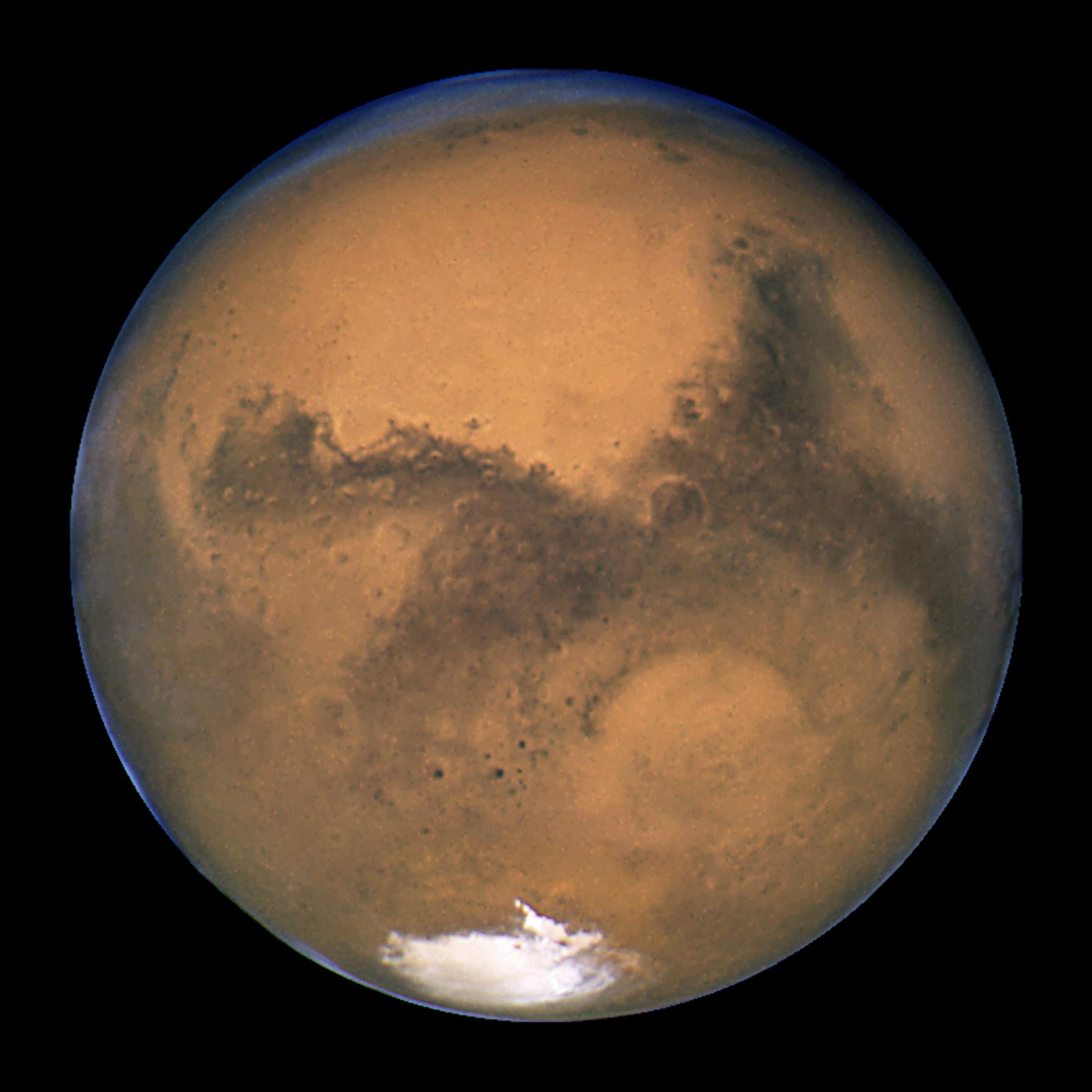  Mars showing its unique colors, courtesy of the Hubble Space Telescope 