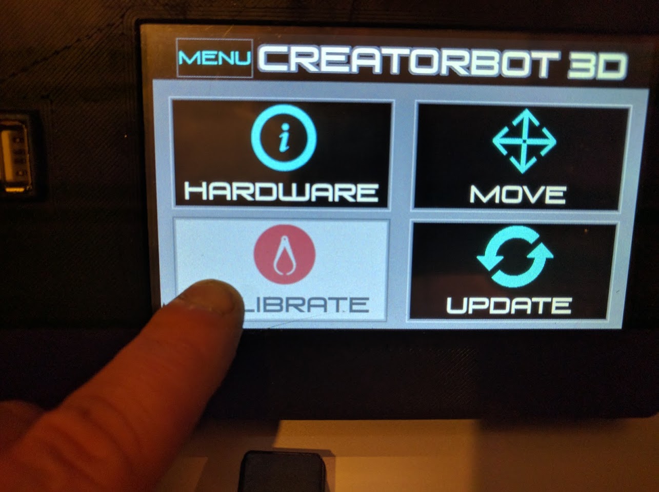  The easy-to-use control panel on the CreatorBot Pro Series II 3D printer 
