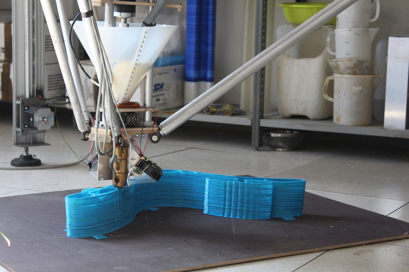  The Delta Wasp Pellet 3D printer producing a full-size chair 