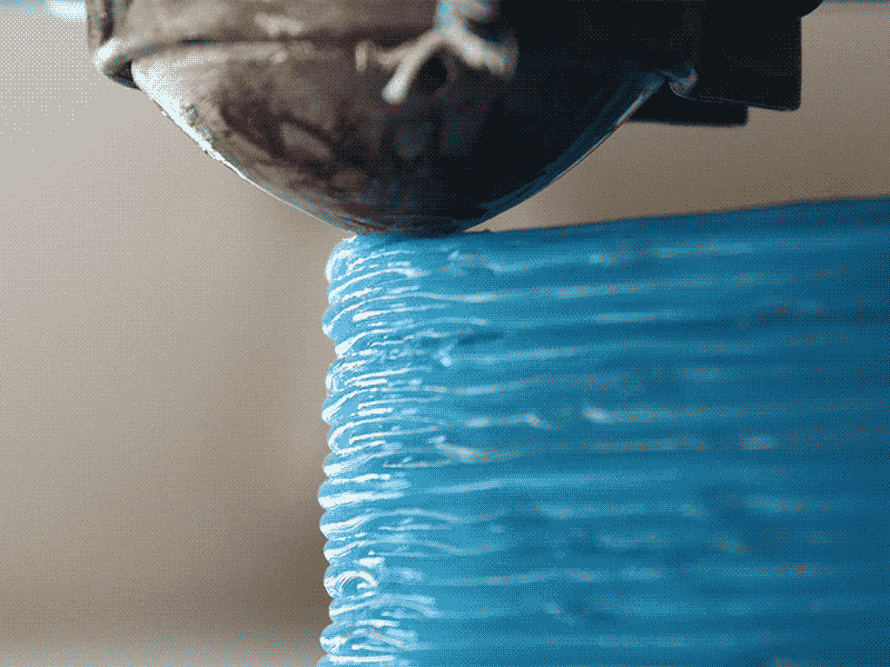  The bulk-sized nozzle on the Delta Wasp Pellet 3D printer 