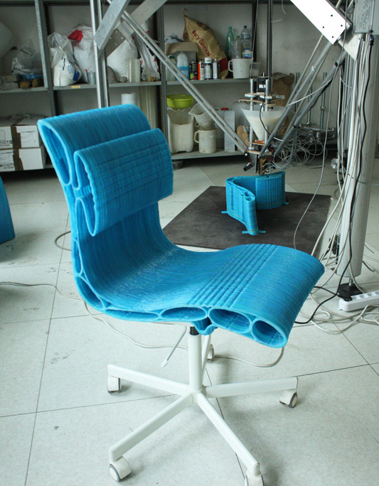  Completed 3D printed chair by the Delta Wasp Pellet 3D printer 