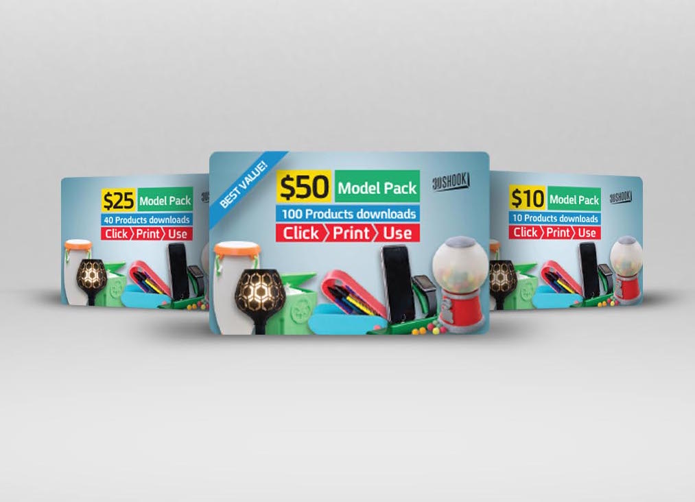  3DShook's model pack concept for printable 3D models 