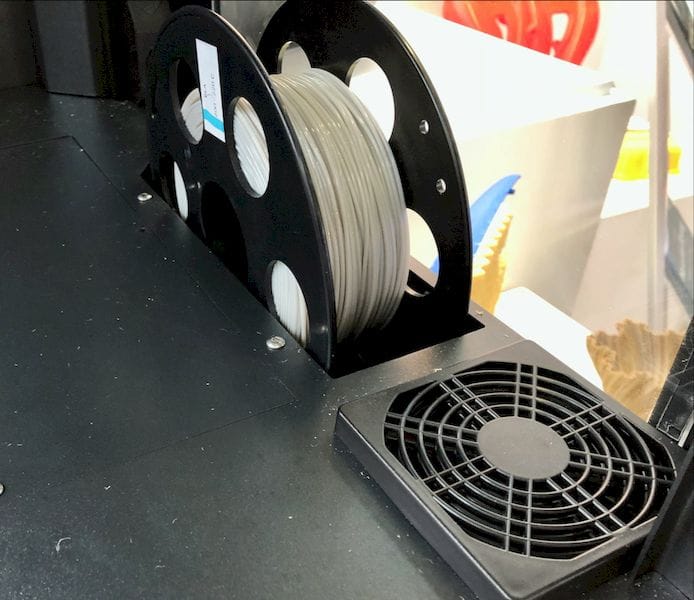  The Hercules Strong 3D printer stores filament spools inside the build chamber [Source: Fabbaloo] 