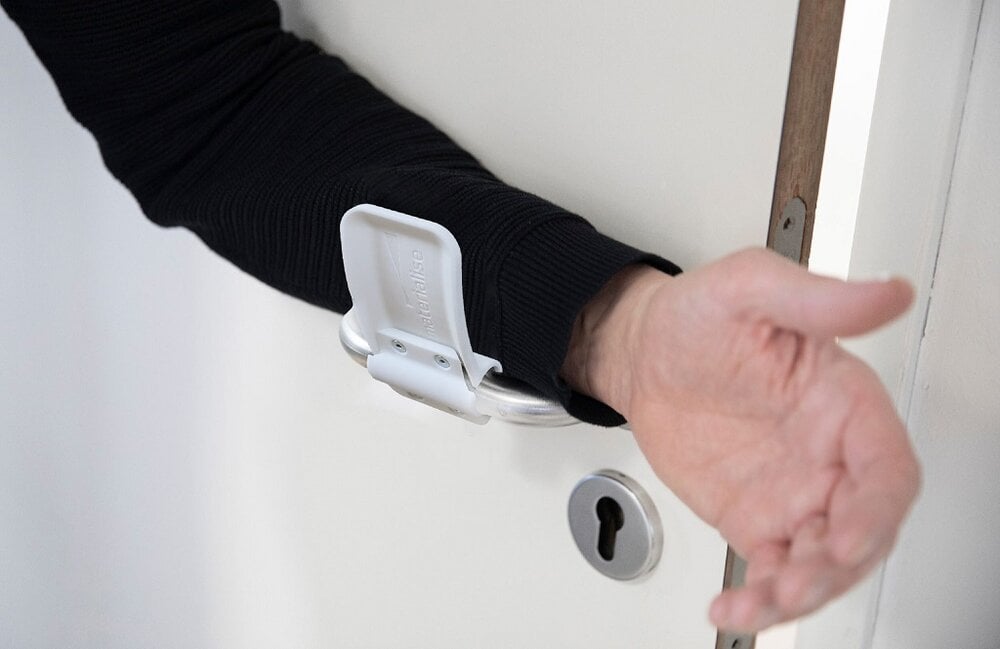 The hands-free design allows for a door to be opened with the forearm [Image: Materialise]