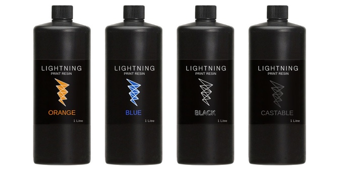  A selection of UV resins available for the LIghtning desktop UV DLP 3D printer 