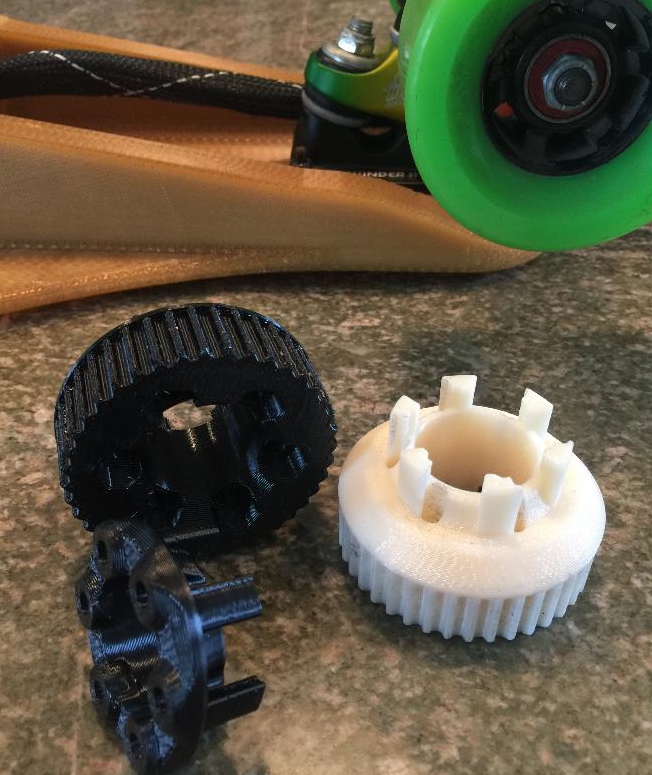  Parts of the 3D printed longboard, specifically the wheels 