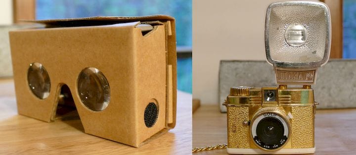  Examples of devices with imaging optics: Google Cardboard and an old-timey camera. [Source: SolidSmack] 