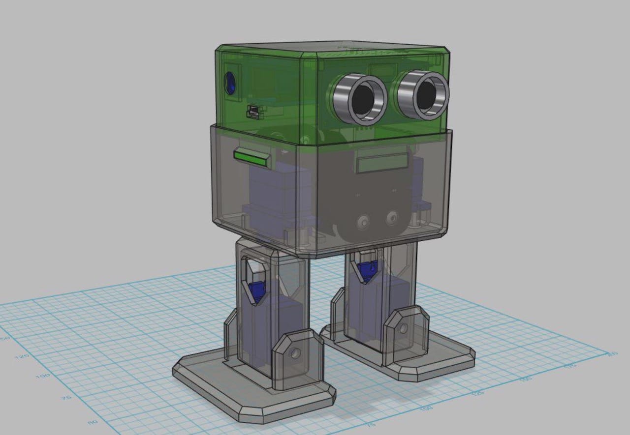  3D CAD view of Otto, a DIY robot project 