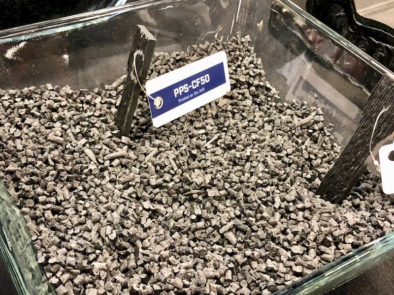  A bin of thermoplastic pellets for 3D printing 