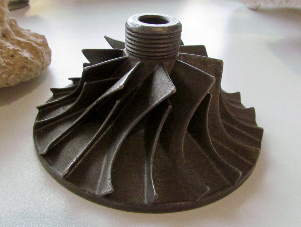  Detail of a metal object cast from a 3D print made from PolyCast material 