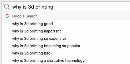  Google search for 3D printing 