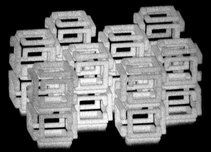  A microscopic 3D print using a new process called “ImpFab” [Source:  Science ] 