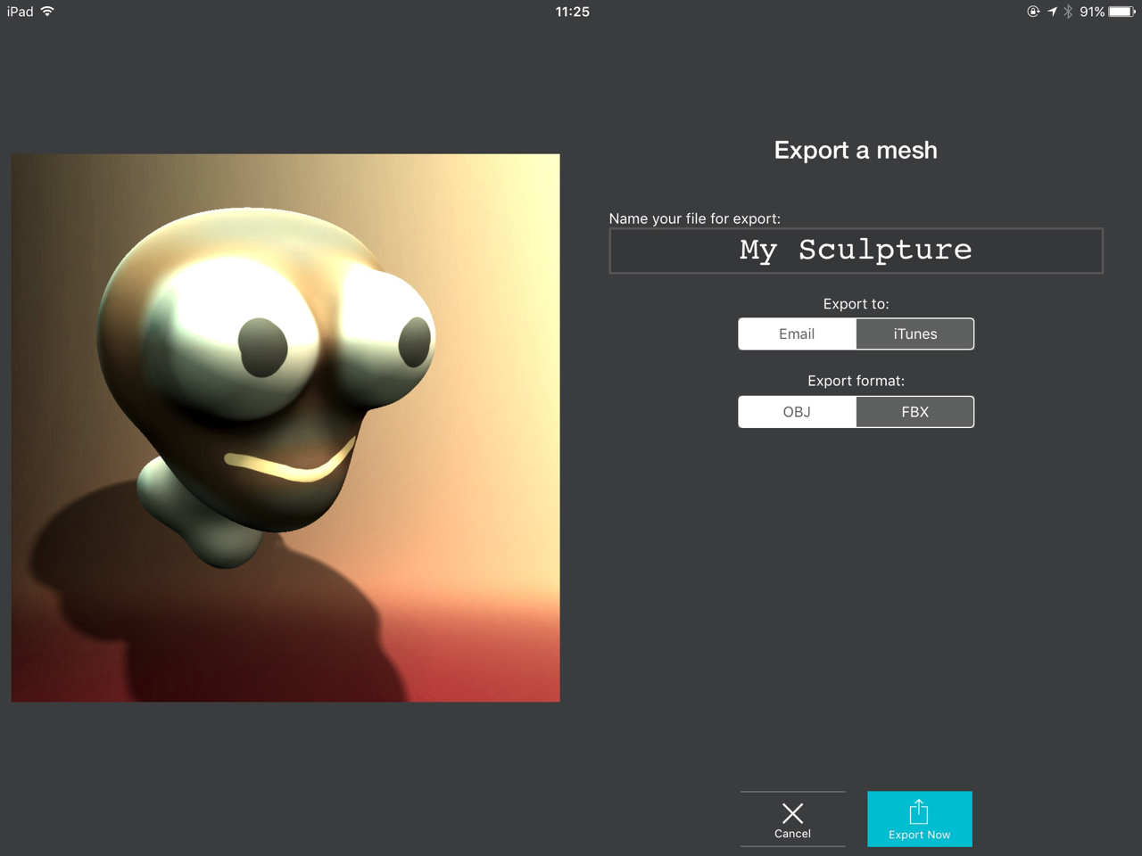  Exporting your 3D model in Autodesk Sculpt+ 