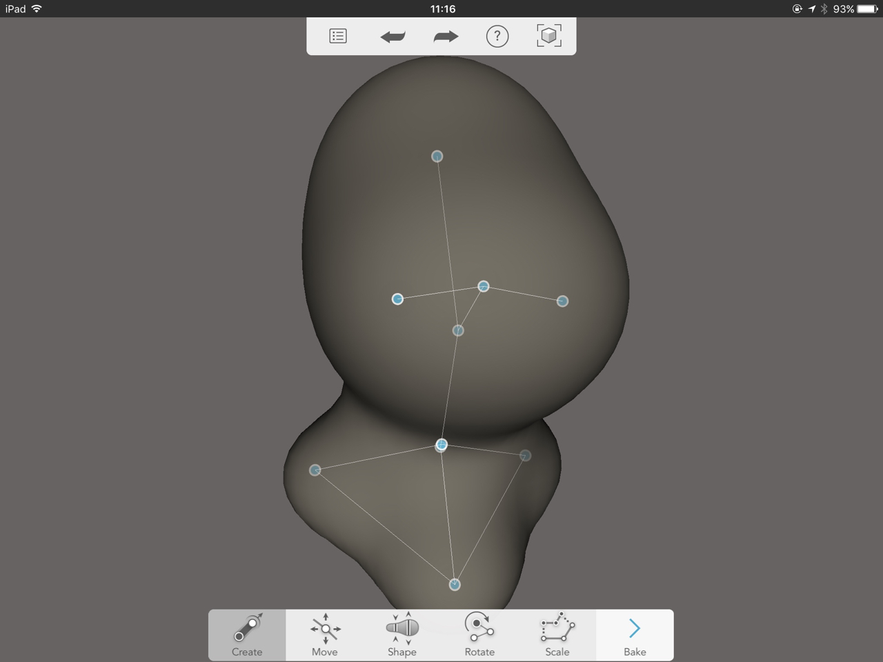  Beginning the edit of the basic head shape in Autodesk Sculpt+ 