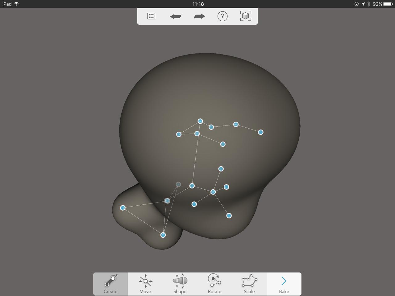  Final set of skeleton points in my Autodesk Sculpt+ 3D model 