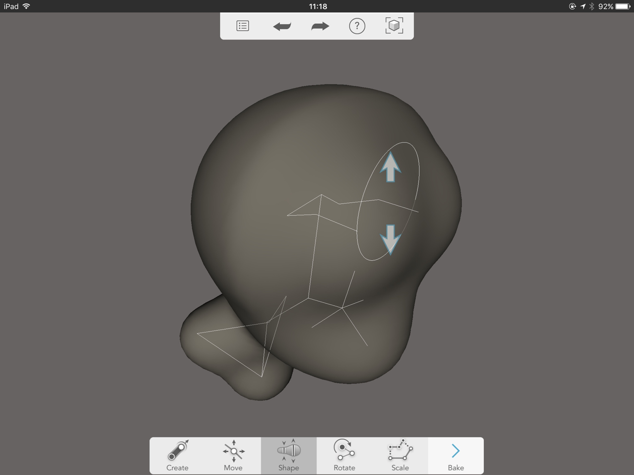  Manipulating the shape by dragging points in Autodesk Sculpt+ 