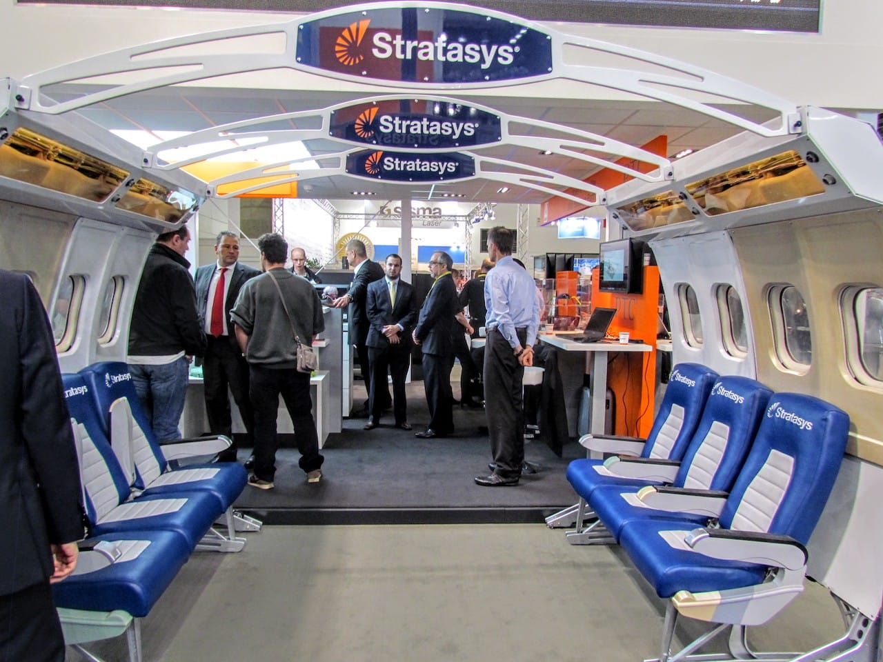  A Stratasys display at a 3D print trade show that looks suspiciously like an airliner 