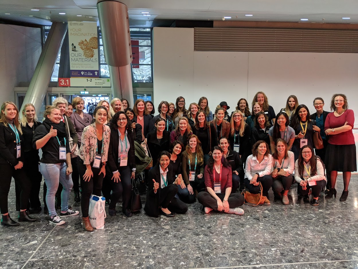  Safe to say there are definitely women in this industry: the Women in 3D Printing networking event at formnext 2018 drew a healthy crowd [Image: Fabbaloo] 